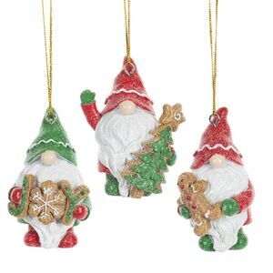 Gnomes With Gingerbread Cookies Christmas Holiday Ornaments Set of 3
